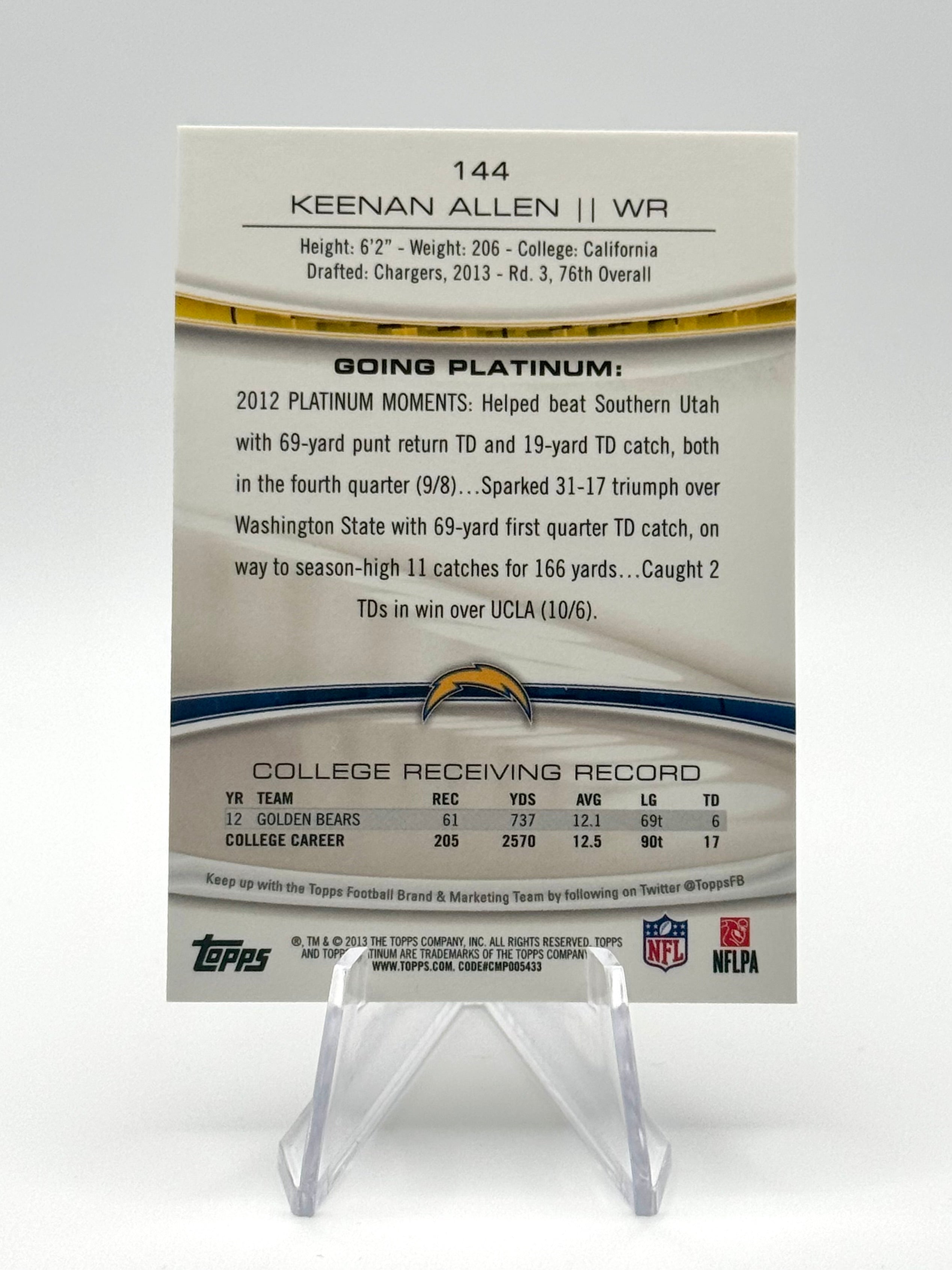 2013 Topps Platinum Keenan Allen RC #144